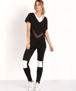 Olympia Activewear Tops>Aden Tee Black/Black Mesh