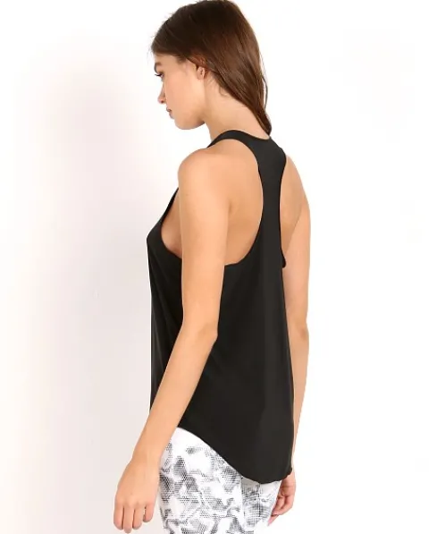 Onzie Tops>Glossy Flow Tank Black