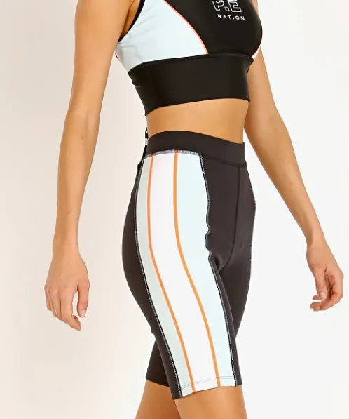 PE NATION Bottoms>Camber Short Black Mint and White