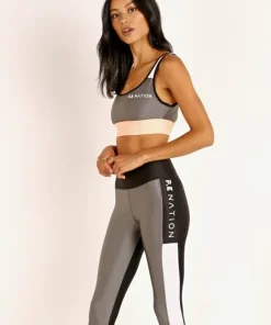 PE NATION Sports Bras>Side Runner Sports Bra Pewter