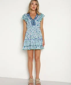 Poupette St. Barth Dresses>Mini Camila V Blue Monaco