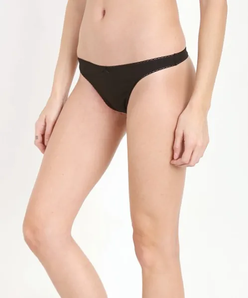 Eberjey Panties>RE SHOOT Pima Goddess Picot Edge Thong Black