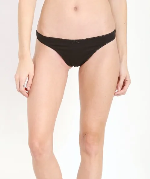 Eberjey Panties>RE SHOOT Pima Goddess Picot Edge Thong Black