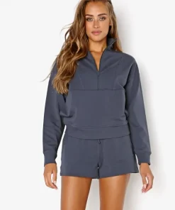 Richer Poorer Knits>Terry Half Zip Pullover Blue Night