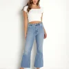 Rollas Pants>Eastcoast Crop Flare Lara Blue Organic