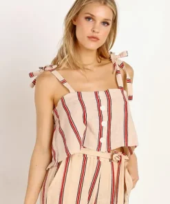 Rue Stiic Tops>Pier Top Sand Red Stripe