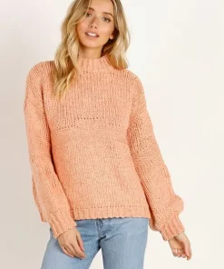 Rue Stiic Knits | Tops>Ventura Sweater Knit Peach Solid