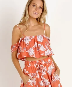 Sage The Label Tops>Senora Crop Peach/Ivory