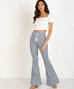 Show Me Your Mumu Pants>Berkeley Tie Up Bells Nautical Stripe