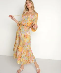 Show Me Your Mumu Dresses>Cait Midi Dress Groovy Blooms