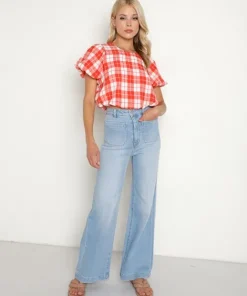 Show Me Your Mumu Tops>Highland Crop Top Picnic Plaid