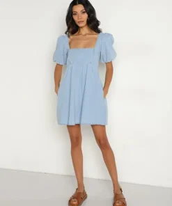 Show Me Your Mumu Dresses>Smitten Babydoll Dress Sky Blue