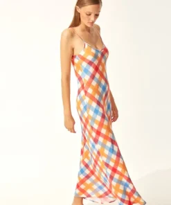 Solid & Striped Dresses>Solid & Striped Column Dress Beach Plaid