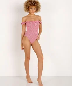 Solid & Striped One Pieces>Solid & Striped The Amelia One Piece Red Seersucker