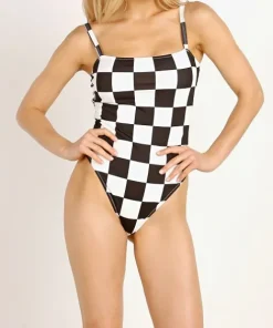 Solid & Striped One Pieces>Solid & Striped x RE/DONE The Malibu One Piece Black/White