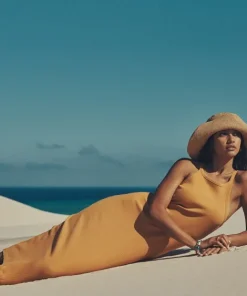 Spell Dresses>Cosmos Rib Midi Dress Turmeric