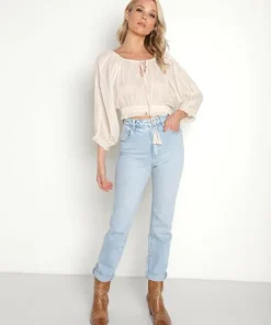 Spell Tops>Harmony Cropped Blouse Porcelain