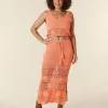Spell Skirts>Let The Sunshine In Crochet Midi Skirt Peach