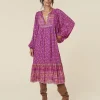 Spell Dresses>Madame Peacock Boho Dress Boysenberry