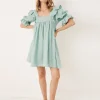 Spell Dresses>Mae Linen Mini Dress Seafoam