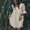 Spell Dresses>Mae Linen Mini Dress Meringue