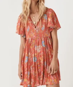 Spell Dresses>Meadowland Flutter Sleeve Mini Dress Poppy