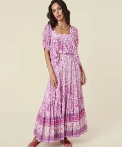Spell Skirts>Mossy Button Through Maxi Skirt Lilac