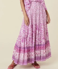 Spell Skirts>Mossy Button Through Maxi Skirt Lilac