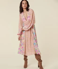 Spell Dresses>Mossy Patchwork Boho Dress Spring Garden