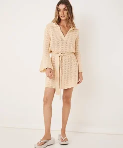 Spell Dresses>Road to Paradise Knit Mini Dress Wheat