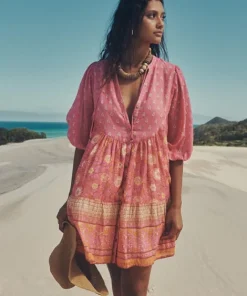 Spell Dresses>Utopia Tunic Mini Dress Flamingo Pink