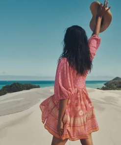 Spell Dresses>Utopia Tunic Mini Dress Flamingo Pink