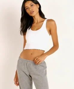 Spiritual Gangster Tops>Amor Crop Tank White