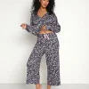 Splendid Pj Sets>Cardigan PJ with Crop Pant Navy Multi Leo