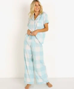 Splendid Pj Sets>Notch Collar PJ Set Sea Angel Buffalo Plaid