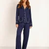Splendid Pj Sets>Notch Collar PJ Set Midnight Navy