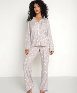 Splendid Pj Sets>Pillowsoft Notch PJ Set Star Swirl