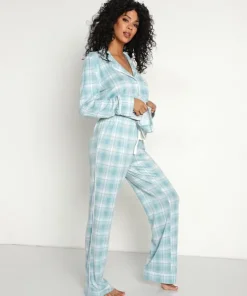 Splendid Pj Sets>Pillowsoft Notch PJ Set Iced Plaid