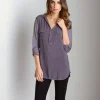 Splendid Tops>Shirting Long Sleeve Top Shadow