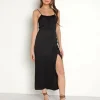 Stillwater Dresses>Corset Slip Midi Dress Black
