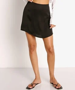 Stillwater Skirts>Point Lobos Silky Mini Skirt Black