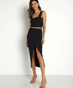 Stillwater Tops>Square Crop Cami Black