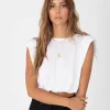 Stillwater Tops>Strong Shoulder Crop Tank White