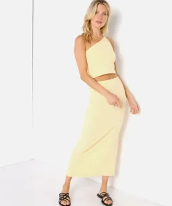 Stillwater Skirts>The Classic Rib Skirt Baby Yellow