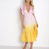 Stillwater Dresses>The Jessie Midi Dress Dip Dye Sorbet