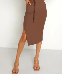 Stillwater Skirts>The Rib Edit Skirt Chocolate