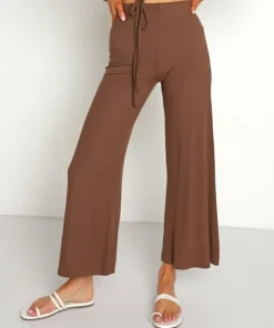 Stillwater Pants>The Rib Wide Leg Pant Chocolate