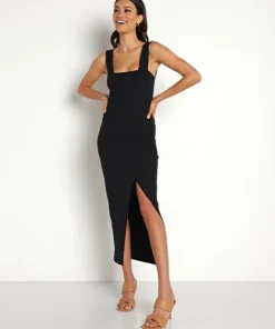 Stillwater Dresses>The Square Neck Crossfire Dress Black