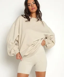 STYLERUNNER Knits>Solstice Crew Pullover Oat Milk