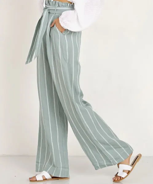 Suboo Pants>Horizon Wide Leg Pant Green/White